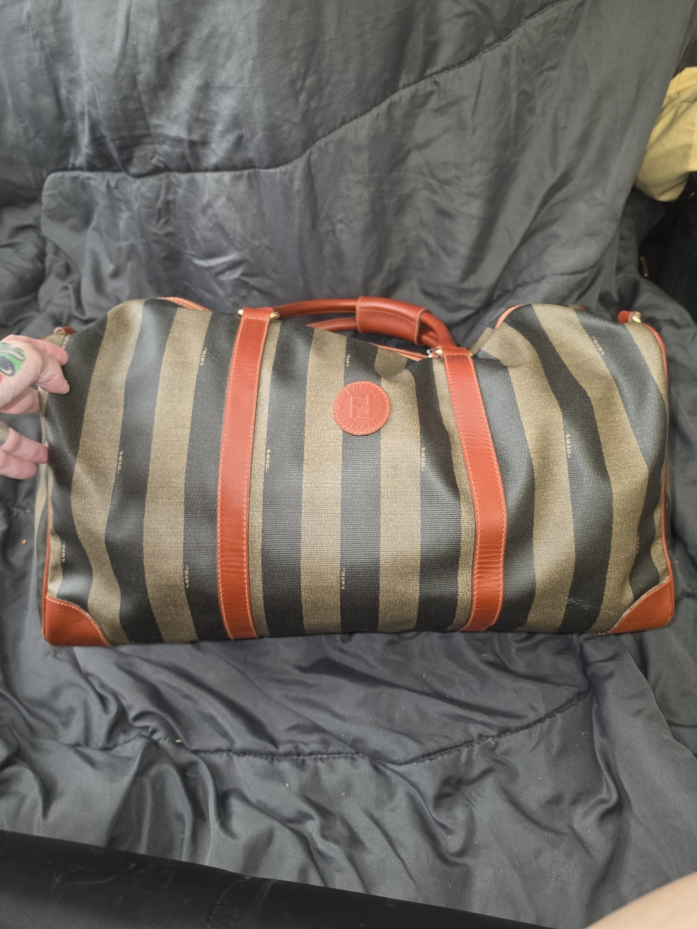 Vintage Fendi Large Pequin Boston Bag